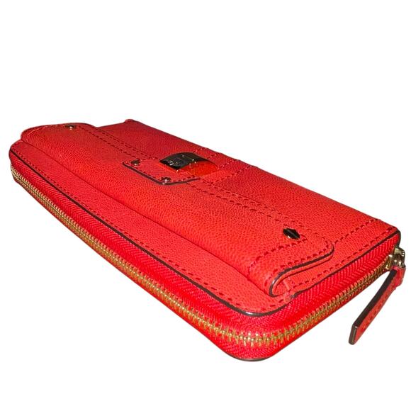 Milly Red Leather Long Wallet Classic 8" x 4" - Picture 5 of 13